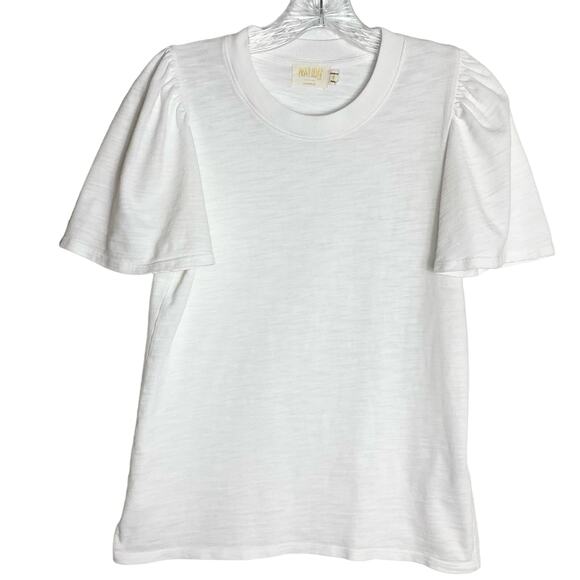 NWOT NATION LTD Top Blouse S”Savannah”Puff Flutter Short Sleeve Optic-White Peru - Picture 2 of 5